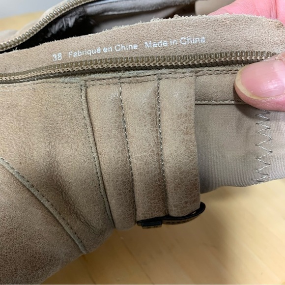 RUDSAK Ankle Heeled Booties Distressed Tan Leather Fleeced sz 38 Winter Boots - Picture 10 of 14